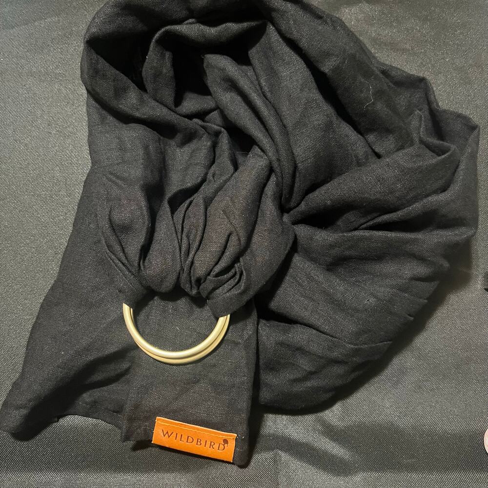 Wildbird black linen sling with gold aluminum ring
